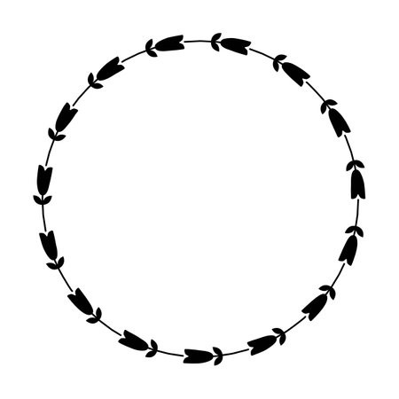Floral circle border design rounded flower frame ring for decoration ornament in vector illustrationのイラスト素材