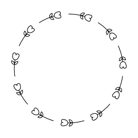 Floral circle border design rounded flower frame ring for decoration ornament in vector illustrationのイラスト素材