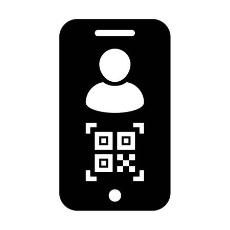 Digital id icon avatar with qr code for bio-metric identity in vector male user person profile...