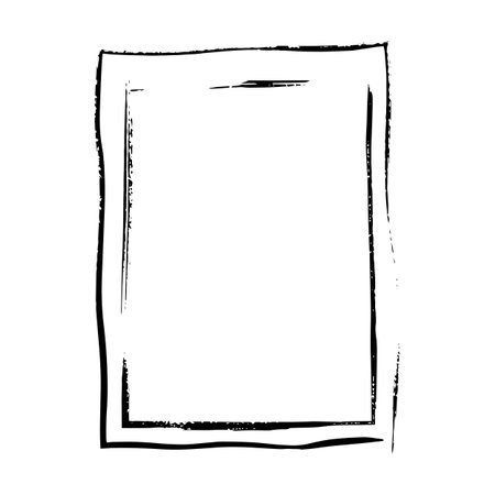 Frame border, grunge shape icon, vertical rectangle decorative doodle element for design in vector illustrationのイラスト素材