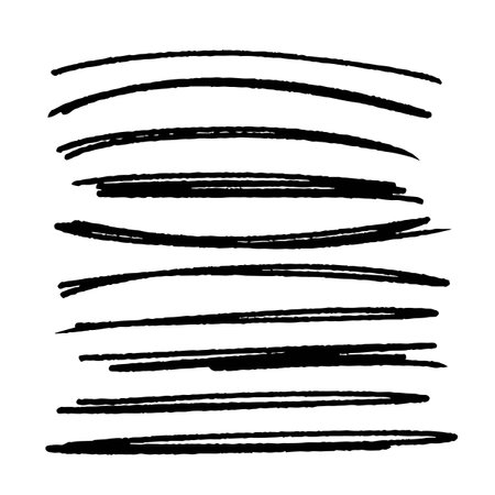 Scribble brush stroke charcoal curly line set illustation for background designのイラスト素材