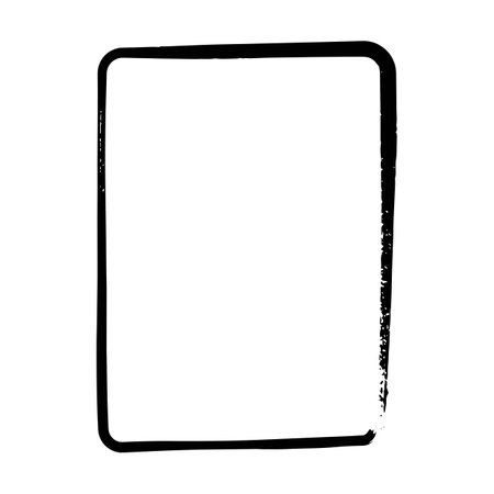 Frame border curved grunge shape icon, vertical rectangle decorative doodle element for design in vector illustrationのイラスト素材
