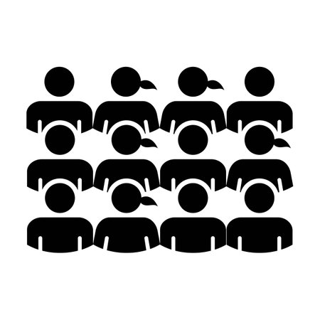 People icon vector male and female group of persons symbol in glyph pictogram illustrationのイラスト素材