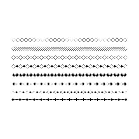 Border icon, rhombus shape divider horizontal line vector for decorative vintage doodle element for design in vector illustrationのイラスト素材