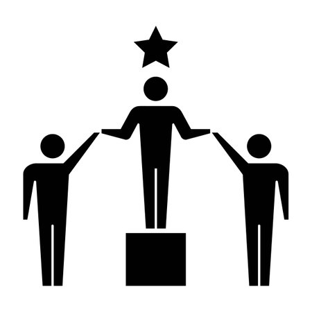 Leadership icon vector group of people and leader symbol in glyph pictogram illustrationのイラスト素材