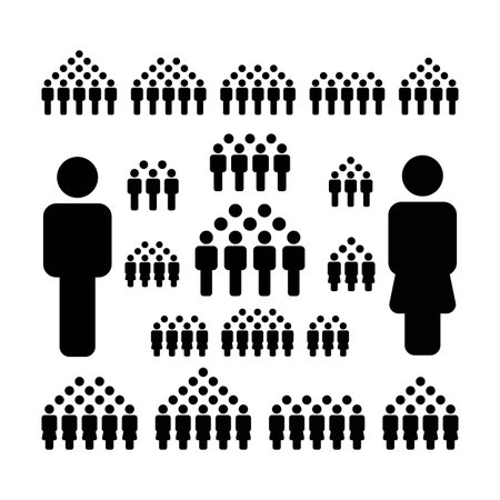 People icon vector male and female group of persons symbol avatar for business management team in flat color glyph pictogram illustrationのイラスト素材