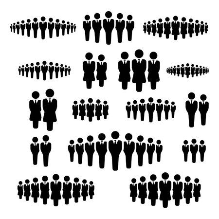 People icon vector male and female group of persons symbol avatar for business management team in flat color glyph pictogram illustrationのイラスト素材