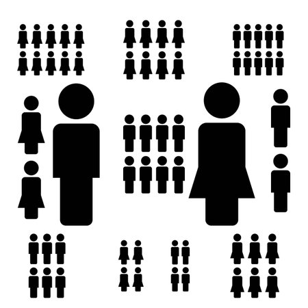 People icon vector male and female group of persons symbol avatar for business management team in flat color glyph pictogram illustrationのイラスト素材