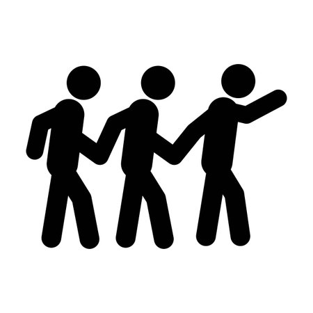 Team support icon illustrating cooperation, help, encouragement, and teamwork. Popular for business growth, mentoring, collaboration, and HR-related visuals.のイラスト素材