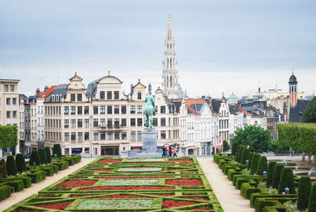 Landscape ,city scape of Brusels  in clouds day at Mont des Arts or mountain of arts ,Belgiumのeditorial素材