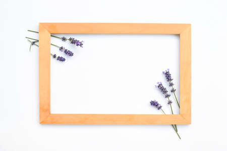 Selective focus freshness bunch of  lavender flower with branch and green leaves, sweet violet...