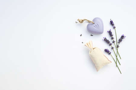Selective focus freshness bunch of  lavender flower with branch and green leaves, sweet violet...