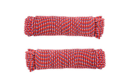 Object elastic bungee red cord or shock cord on white background isolated and clipping path. Idea...