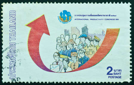 THAILAND - CIRCA 1991  a stamp printed by Thailand, shows International Productivity Congress 1991, circa 1991のeditorial素材