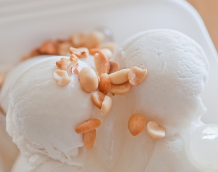 coconut ice cream with beansの写真素材