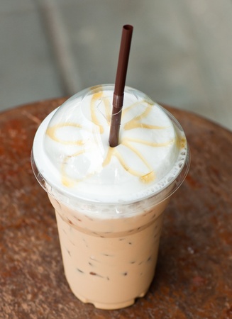 iced coffee with latte art street food styleの写真素材