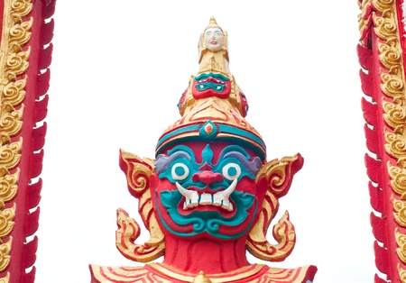red giant statue in thai templeの写真素材