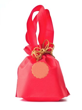 red bag with blank space isolated on whiteの写真素材