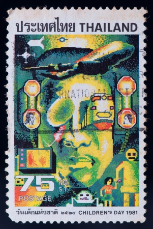 THAILAND - CIRCA 1981: a stamp printed by Thailand, shows Children's day, circa 1981のeditorial素材