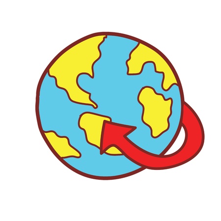 earth with red arrow doodleのイラスト素材