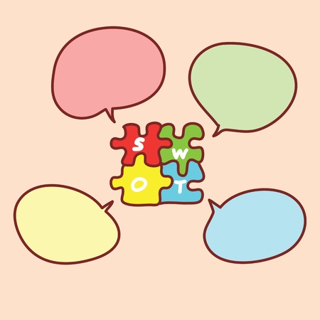 swot analysis doodle, hand drawingのイラスト素材