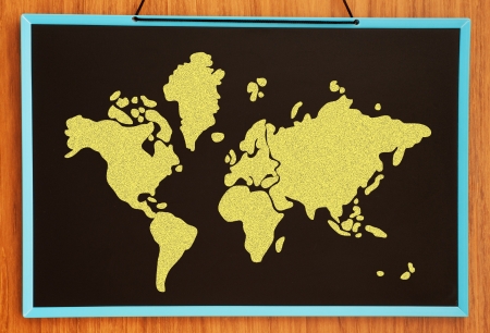 world map on chalkboard