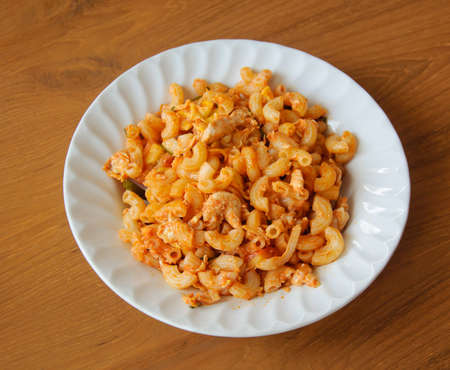 macaroni with tomato sauceの写真素材