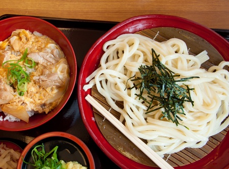 soba, Japanese noodles with fired porkの写真素材