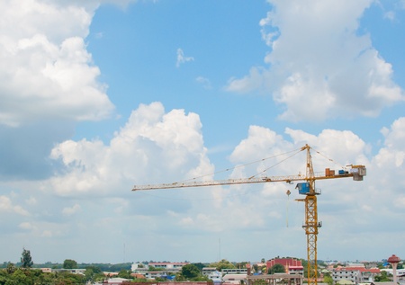 construction crane with blue sky