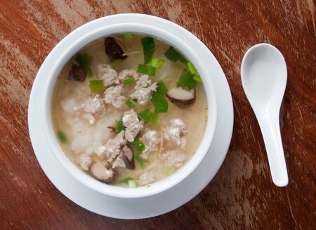 rice porridge with pork, thai breakfast