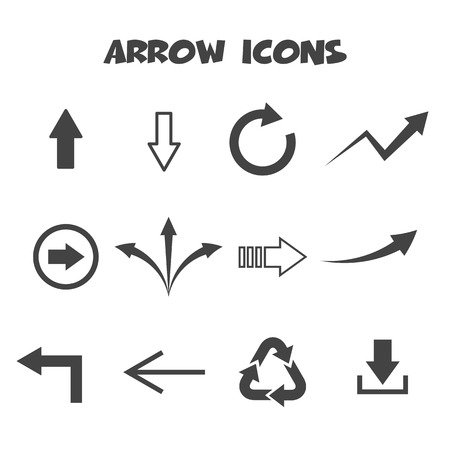 arrow icons, mono vector symbolsのイラスト素材