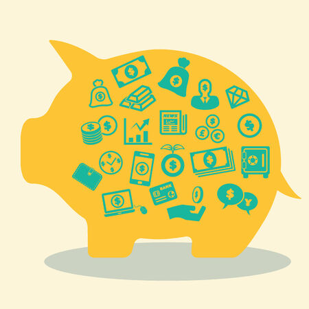 money concept in piggy bank, vector iconsのイラスト素材