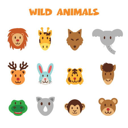 wild animal icons, colorful vector symbolsのイラスト素材