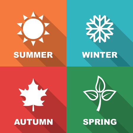 season long shadow flat, vector symbolsのイラスト素材