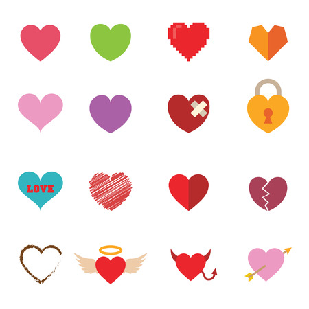 colorful valentine heart icons symbolsのイラスト素材
