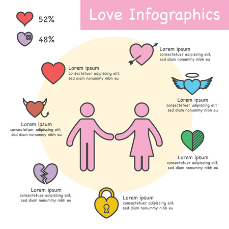 love outline infographics, vector designのイラスト素材