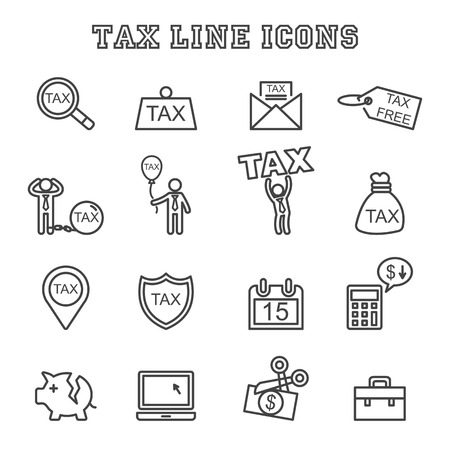 tax line icons, mono vector symbolsのイラスト素材