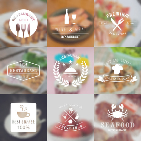 restaurant vintage logo with blurred vector backgroundのイラスト素材