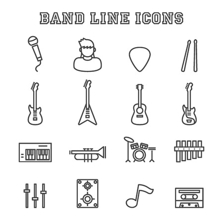 band line icons, vector pictogram setのイラスト素材