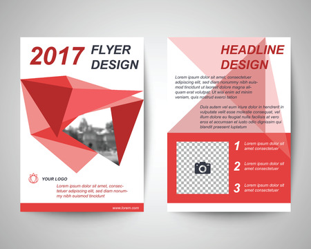 red abstract flyer layout template, brochure background, leaflet with cover, vector design in a4 size for business annual reportのイラスト素材