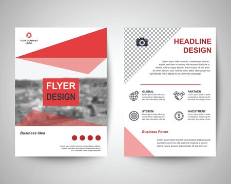 red abstract flyer layout template, brochure background, leaflet with cover, vector design in a4 size for business annual reportのイラスト素材