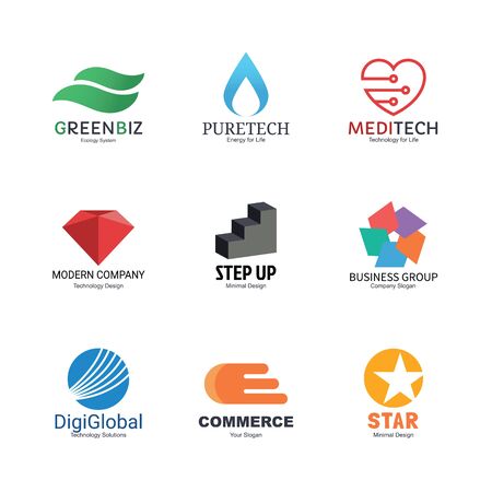 abstract icons design, vector minimal for business identity, isolated on white backgroundのイラスト素材