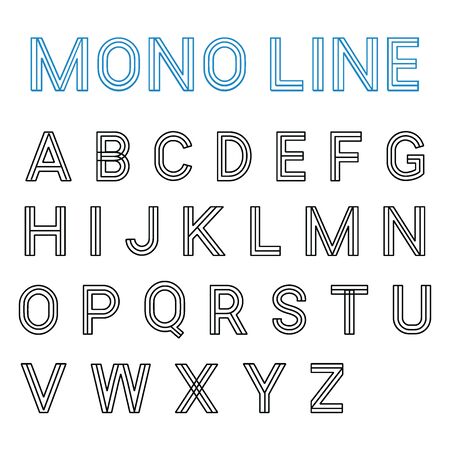 mono line font, vector minimal letters designのイラスト素材