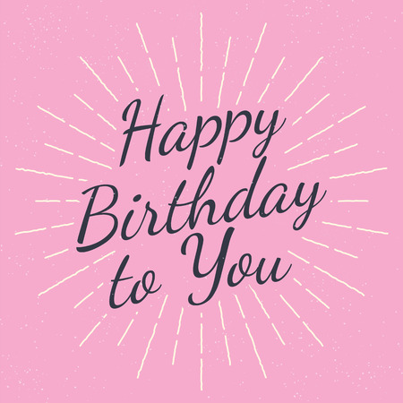 happy birthday to you, vector calligraphy style with retro texture, minimal designのイラスト素材