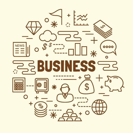 business minimal thin line icons set, vector illustration design elementsのイラスト素材