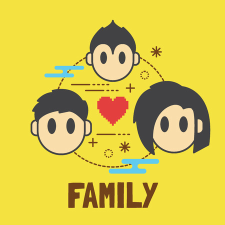 family cartoon, vector icons design with cute styleのイラスト素材
