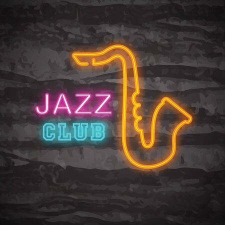 Jazz club neon logo, vector neon glow on dark backgroundのイラスト素材