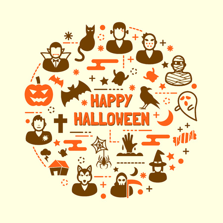 halloween night icons set, vector illustration design elementsのイラスト素材