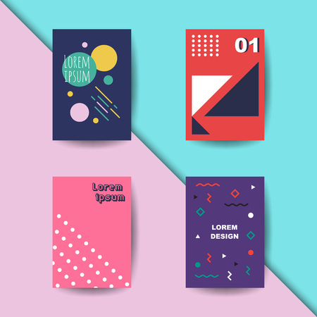 trendy minimal cover set, vector geometric abstract backgroundのイラスト素材