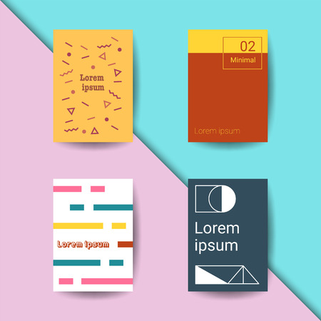 trendy minimal cover set, vector geometric abstract backgroundのイラスト素材